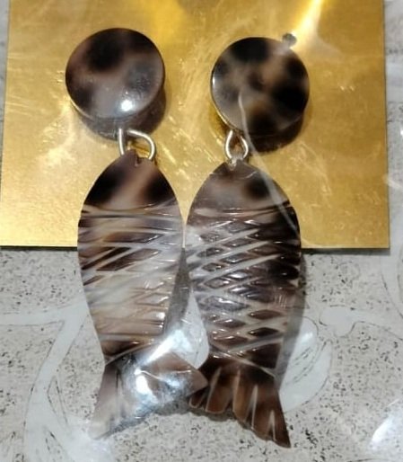 Fish-Shaped Shell Earrings
